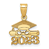 14k Yellow Gold 2023 Graduation Cap With Diploma Charm