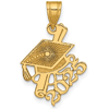 14k Yellow Gold Slanted 2025 Graduation Cap and Diploma Pendant