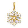 14k Yellow Gold Round and Marquise-cut CZ Snowflake Pendant