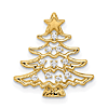 14k Yellow Gold Cubic Zirconia Christmas Tree Pendant Slide