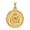 14k Yellow Gold Round Hollow Buddha Charm 5/8in