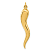14k Yellow Gold Puffed Italian Horn Pendant 1.5in
