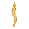 14k Yellow Gold Hollow Italian Horn Pendant With Polished Finish 1in