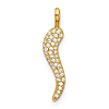 14k Yellow Gold Cubic Zirconia Italian Horn Pendant 5/8in