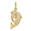14k Yellow Gold CZ Two Dolphins Pendant