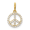 14k Yellow Gold CZ Peace Sign Charm 3/8in