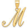 14k Yellow Gold Diamond Script Letter M Initial Pendant