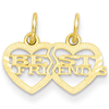 14kt Yellow Gold Best Friends Two Hearts Break Apart Pendant