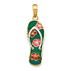 14k Yellow Gold Green Flip Flop Pendant with Flowers