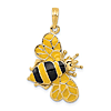 14k Yellow Gold Enameled Bumblebee Pendant 7/8in
