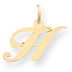 14kt Yellow Gold 5/8in Fancy Script Initial H Charm