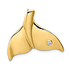 14k Yellow Gold Diamond Whale Tail Slide