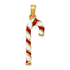 14k Yellow Gold Enameled Candy Cane Charm Pendant 3/4in