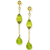 14k Yellow Gold Marquise and Briolette Peridot Dangle Chain Earrings