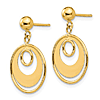 14k Yellow Gold Concentric Circle Cut-out Dangle Earrings 3/4in