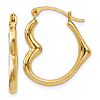 14k Yellow Gold Small Heart Hoop Earrings