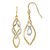 14k Two-tone Gold Twisted Dangle Earrings 1.75in