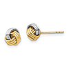 14k Yellow Gold and Rhodium Mini Love Knot Earrings