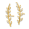 14k Yellow Gold Cubic Zirconia Fern Ear Climber Earrings