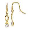 14k Yellow Gold Cubic Zirconia Ribbon Dangle Earrings 7/8in