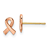 14k Two-Tone Gold Awareness Ribbon Post Earrings