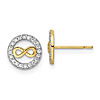 14k Yellow Gold CZ Infinity Symbol Circle Earrings