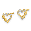 14k Yellow Gold Cut Out Heart and Infinity Symbol CZ Earrings
