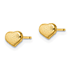 14k Yellow Gold Heart Stud Earrings with Satin Finish