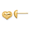 14k Yellow Gold Italian Puffed Heart Stud Earrings