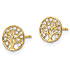 14k Yellow Gold CZ Tree Of Life Earrings
