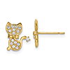 14k Yellow Gold CZ Cat Earrings