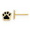 14k Yellow Gold Black Enamel Cat Paw Earrings