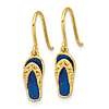 14k Yellow Gold Blue Enamel Flip Flop Dangle Earrings With French Wire