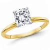 14k Yellow Gold 2.0 ct Pure Light Moissanite Cushion Solitaire Ring 