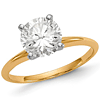 1.5 ct Pure Light Moissanite Solitaire Ring 4-Prong 14k Yellow Gold