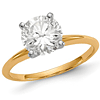 3.5 ct Pure Light Moissanite Solitaire Ring 4-Prong 14k Yellow Gold