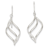 14kt White Gold 1in Polished Swirl Dangle Earrings