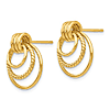 14k Yellow Gold Twisted and Polished Triple Circle Earrings 5/8in