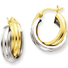 14k Two-tone Gold Hinged Double Hoop Earrings 5/8in