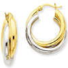 14kt Two-tone Gold 7/8in Hinged Double Hoop Earrings 7mm