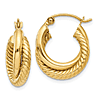 14k Yellow Gold Polished Twisted Double Hoop Earrings 1/2in