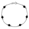 Sterling Silver 9in Polished Onyx Anklet