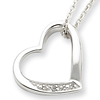 Sterling Silver Open Heart with Diamond Slide 18in Necklace