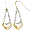 10kt Two-tone Gold Pointed Diamond-cut Dangle Earrings