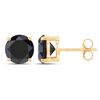14k Yellow Gold 3.8 ct tw Black Diamond Stud Earrings