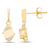 14k Yellow Gold .57 Carat Ethiopian Opal and Diamond Eangle Earrings