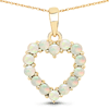10k Yellow Gold 0.42 ct tw Genuine Opal Heart Pendant Necklace