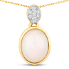 10k Yellow Gold 1.6 ct tw Genuine Ethiopian Opal and Diamond Pendant Necklace