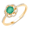 14k Yellow Gold .42 ct Emerald Floral Ring with Diamonds