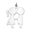 Sterling Silver Engravable Boy Girl Holding Hands Charm 1 1/16in